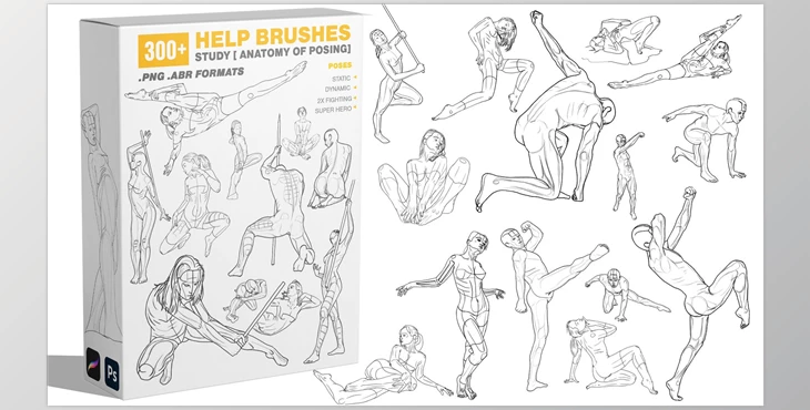 Download 300 Help Brushes Vol.2 Study [Anatomy of Posing]