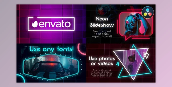 Download Neon Slideshow for DaVinci Resolve (Videohive 38600958)