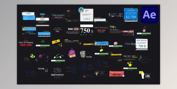 Download Streamer Pack – Donations, Banners, Countdowns, Links (Videohive 38726217) - AE Project