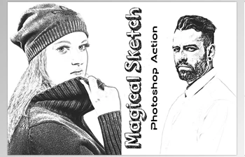 Download Magical Sketch Photoshop <span class='badge badge-warning'>Action</span> CreativeMarket - 7398675