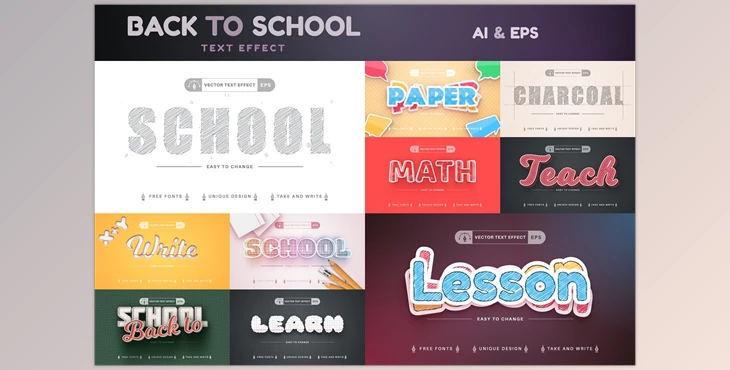 Download Set 10 School Editable Text Effects CreativeMarket - 7401414