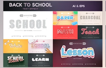 Download Set 10 School Editable Text <span class='badge badge-warning'>Effects</span> CreativeMarket - 7401414