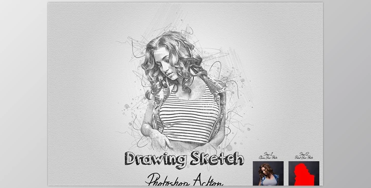 Download Drawing Sketch Photoshop Action CreativeMarket - 7402525
