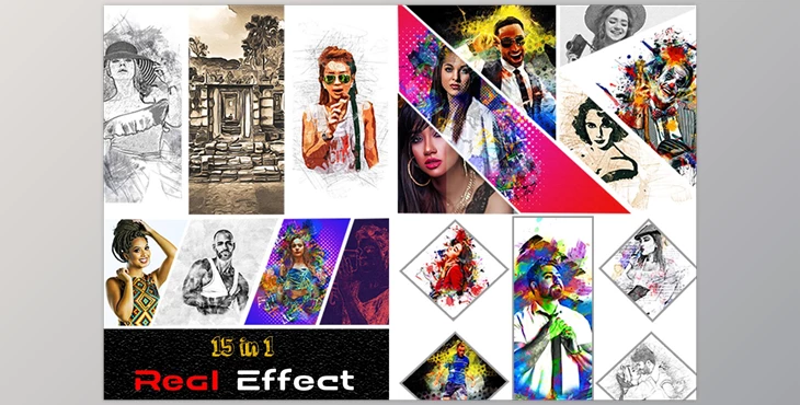Download 15 in 1 Real Effect Photoshop Action CreativeMarket - 7408924