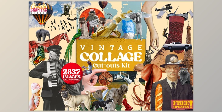 Download Vintage Collage Kit 2837+ Elements – CreativeMarket - 6685351
