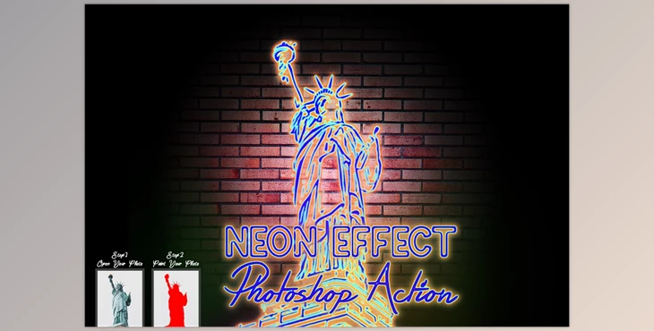 Download Neon Effect Photoshop Action CreativeMarket - 7440077