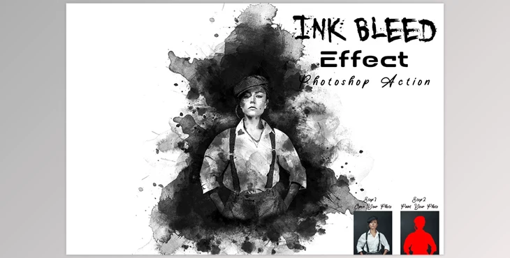Download Ink Bleed Effect Photoshop Action CreativeMarket - 7446646