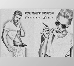 Download Portrait Sketch Photoshop Action CreativeMarket - 7454470