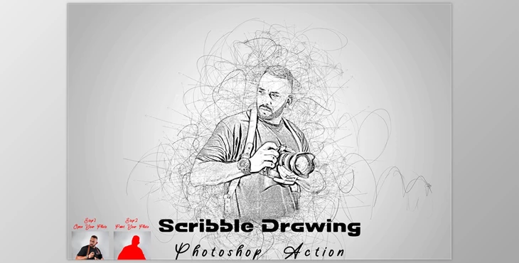 Download Scribble Drawing Photoshop Action CreativeMarket - 7485480