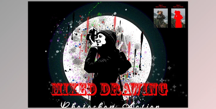 Download Mixed Drawing Photoshop Action CreativeMarket - 7489127