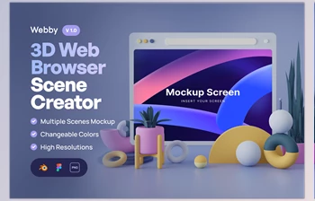Download Webby – 3D Phone Scene <span class='badge badge-warning'>Mockups</span> CreativeMarket - 7479227