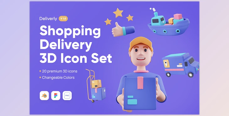 Download Deliverly – Shopping Delivery 3D CreativeMarket - 7362704