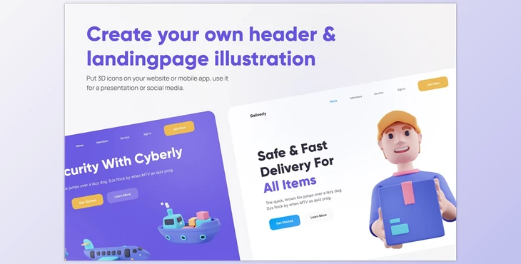 Download Deliverly – Shopping Delivery 3D CreativeMarket - 7362704