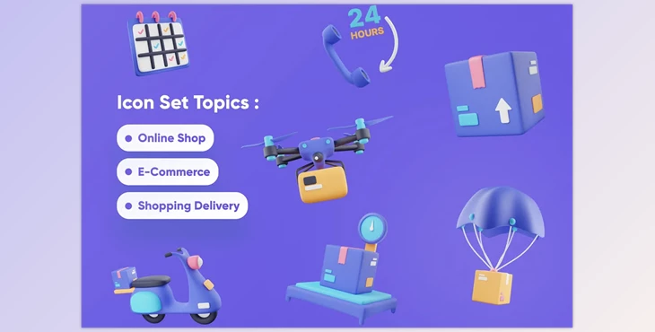 Download Deliverly – Shopping Delivery 3D CreativeMarket - 7362704