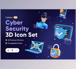 Download Cyberly – Cyber Security 3D Icon Set CreativeMarket - 7362649