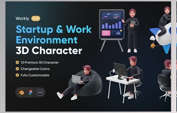 Download Workly – Startup & Work <span class='badge badge-warning'>3D</span> Character CreativeMarket - 7366240
