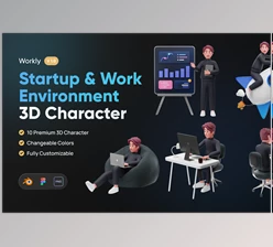 Download Workly – Startup & Work 3D Character CreativeMarket - 7366240