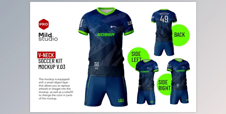 Download V Neck Soccer kit Mockup CreativeMarket - 7410377