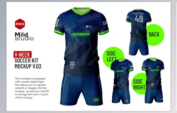 Download V Neck Soccer <span class='badge badge-warning'>kit</span> Mockup CreativeMarket - 7410377