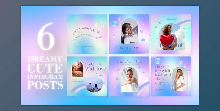 Download 6 Dreamy Cute Instagram Posts (Videohive 39235212) - AE Project