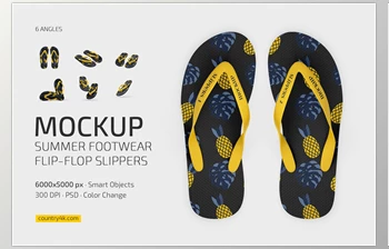 Download Flip-Flop Slippers <span class='badge badge-warning'>Mockup</span> Set <span class='badge badge-warning'>CreativeMarket</span> - 7500147