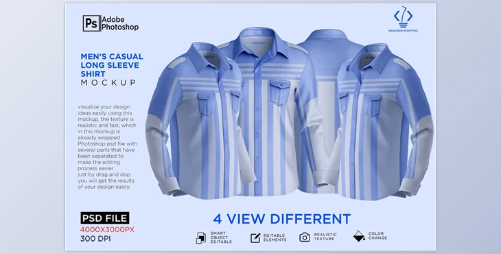 Download Casual Long Sleeve Shirt Mockup CreativeMarket - 7311087