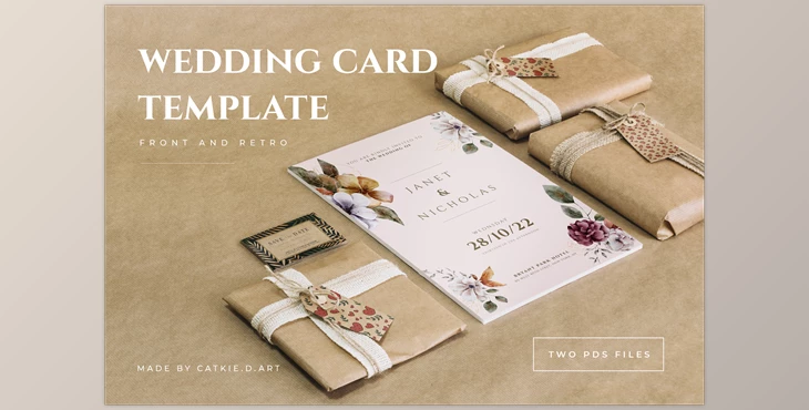 Download Elegant Floral Wedding Card CreativeMarket - 7164502