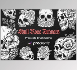 Download 30 Skull Rose Floral Procreate Brush CreativeMarket - 7556753