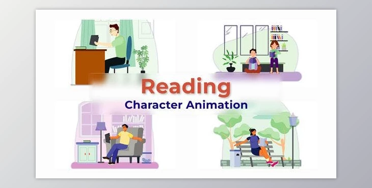 Download Reading Character Explainer Animation Scene (Videohive 38196073) - AE Project