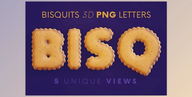Download Bisquits – 3D Lettering CreativeMarket - 7535385
