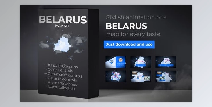 Download Belarus Map - Republic of Belarus Map Kit (Videohive 39340534) - AE Project