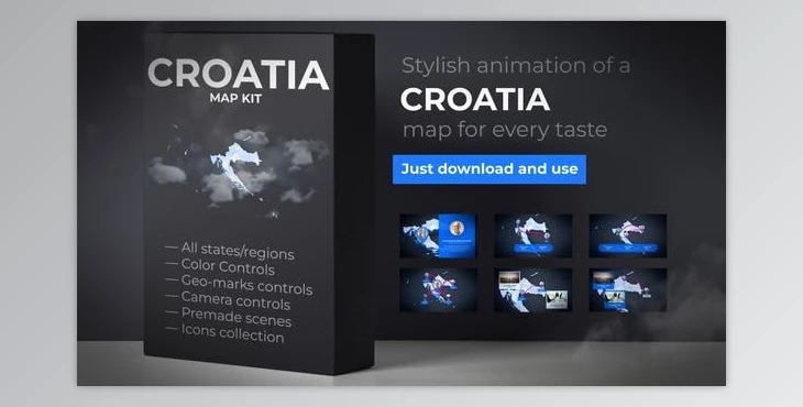 Download Croatia Map – Republic of Croatia Map Kit (Videohive 39340843) - AE Project