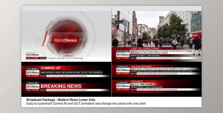Download Modern News Lower Thirds – Broadcast Package (Videohive 39065751) - AE Project