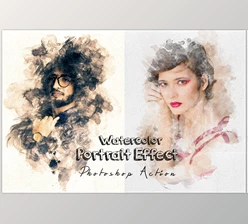 Download Watercolor Portrait Effect PS Action CreativeMarket - 8445777