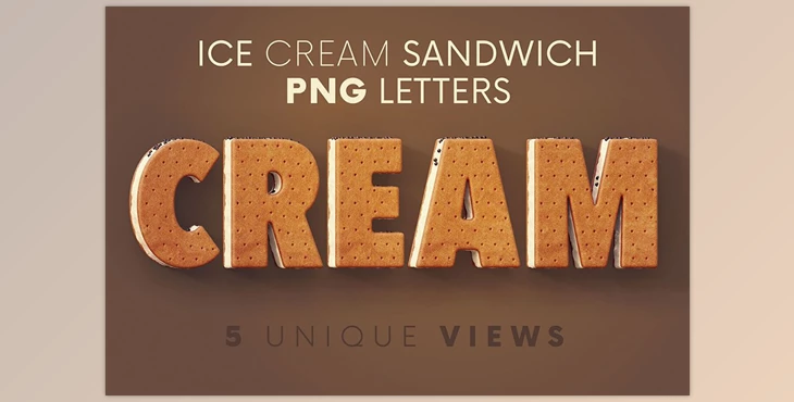 Download Ice Cream Sandwich – 3D Lettering CreativeMarket - 7546576