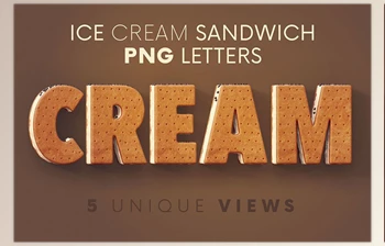 Download <span class='badge badge-warning'>Ice</span> Cream Sandwich – 3D Lettering CreativeMarket - 7546576