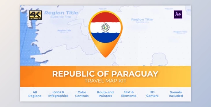 Download Paraguay Map - Republic of Paraguay Travel Map (Videohive 39338453) - AE Project