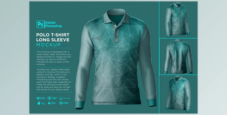 Download Polo T-Shirt Long Sleeve CreativeMarket - 7510451