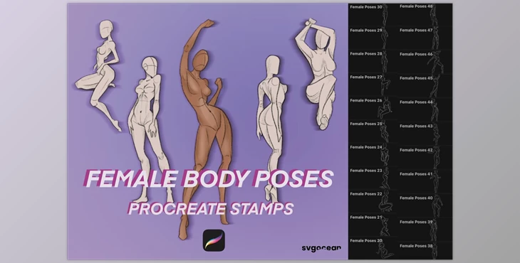 Download Female Pose Procreate Brushes CreativeMarket - 10173815