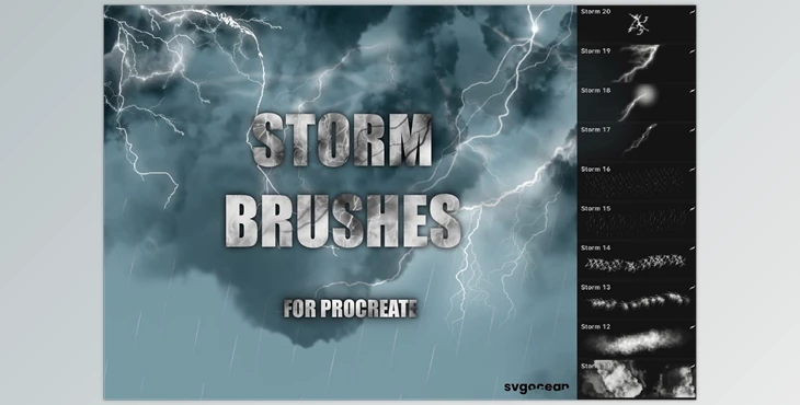 Download Storm and Lightning Procreate Brushes CreativeMarket - 10173824
