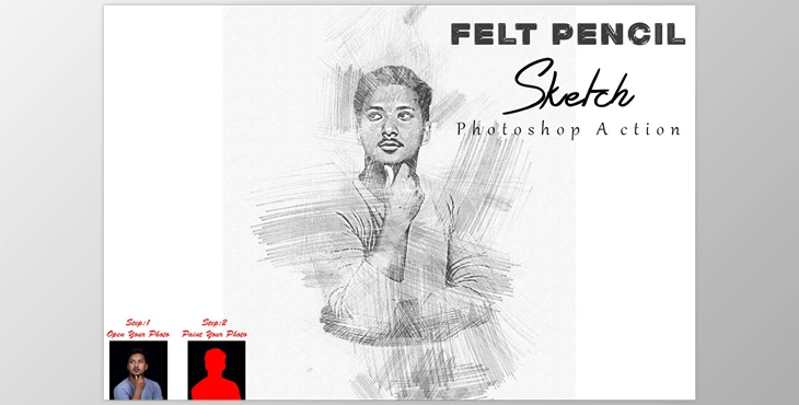Download Felt Pencil Sketch Photoshop Action CreativeMarket - 10180326