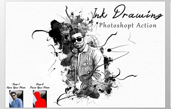 Download Ink <span class='badge badge-warning'>Drawing</span> Photoshop Action CreativeMarket - 10187913