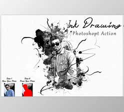 Download Ink Drawing Photoshop Action CreativeMarket - 10187913