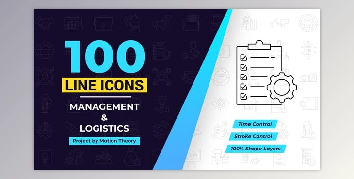 Download 100 Management Line Icons (Videohive 40108198) - AE Project