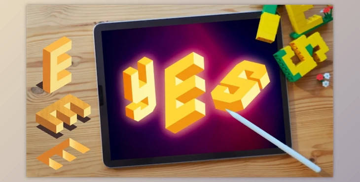 Download 3D Letters in Procreate – From Isometric Effects to Hole Text Illusion