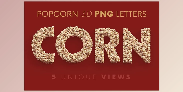 Download Popcorn – 3D Lettering CreativeMarket - 7824345