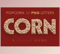Download Popcorn – 3D Lettering CreativeMarket - 7824345