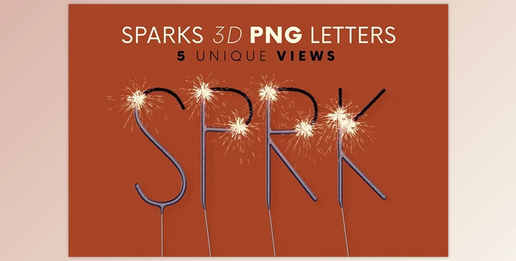 Download Sparks – 3D Lettering CreativeMarket - 7824347