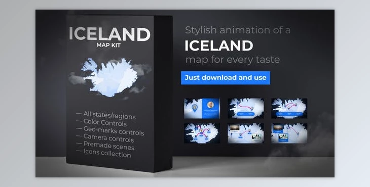Download Iceland Map – Republic of Iceland Map Kit (Videohive 39886521) - AE Project