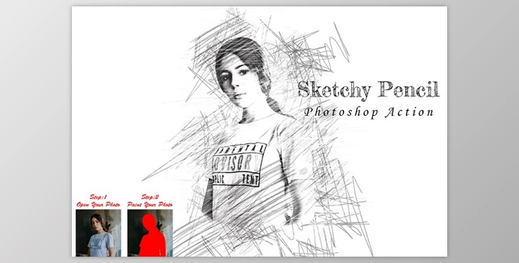 Download Sketchy Pencil Photoshop Action CreativeMarket - 10297905
